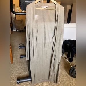 Michael Kors Women’s Medium Sparkly Olive Green Long Open Front Cardigan